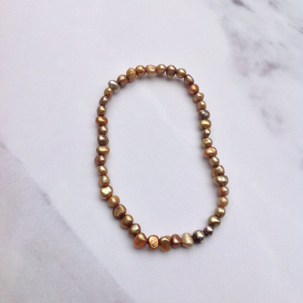 Freshwater Pearl Bracelet 4.5mm Rose Gold -Deep Olive 7.5"